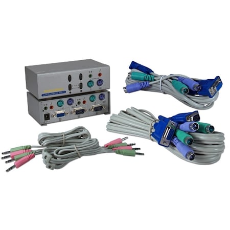 Qvs PS-2 2Port KVM Audio Premium Autoswitch with Combo Cable KVMS-12A